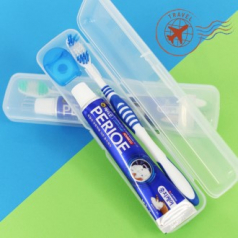 투명케이스+페리오+미세모칫솔+치실 휴대용 양치세트 치약칫솔세트