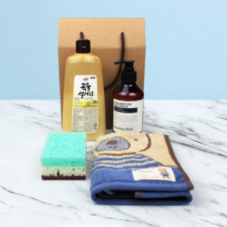 트리오 주방세제500ml + 나드 핸드크림280ml +기라로쉬 울리 주방타올 + 양면 떡수세미 #2